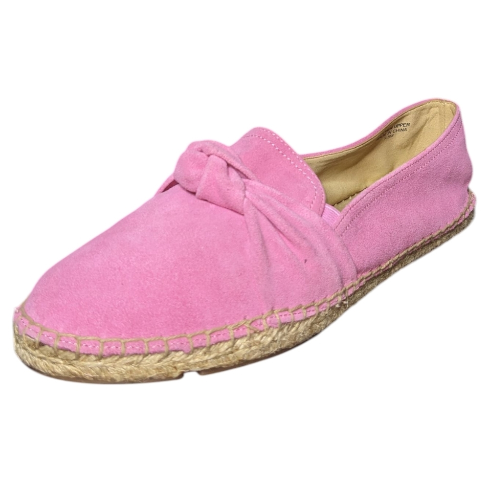Talbots | Izzy Pink Leather Suede Cinched Flat Espadrilles Women's Size 9.5 - Picture 3 of 9